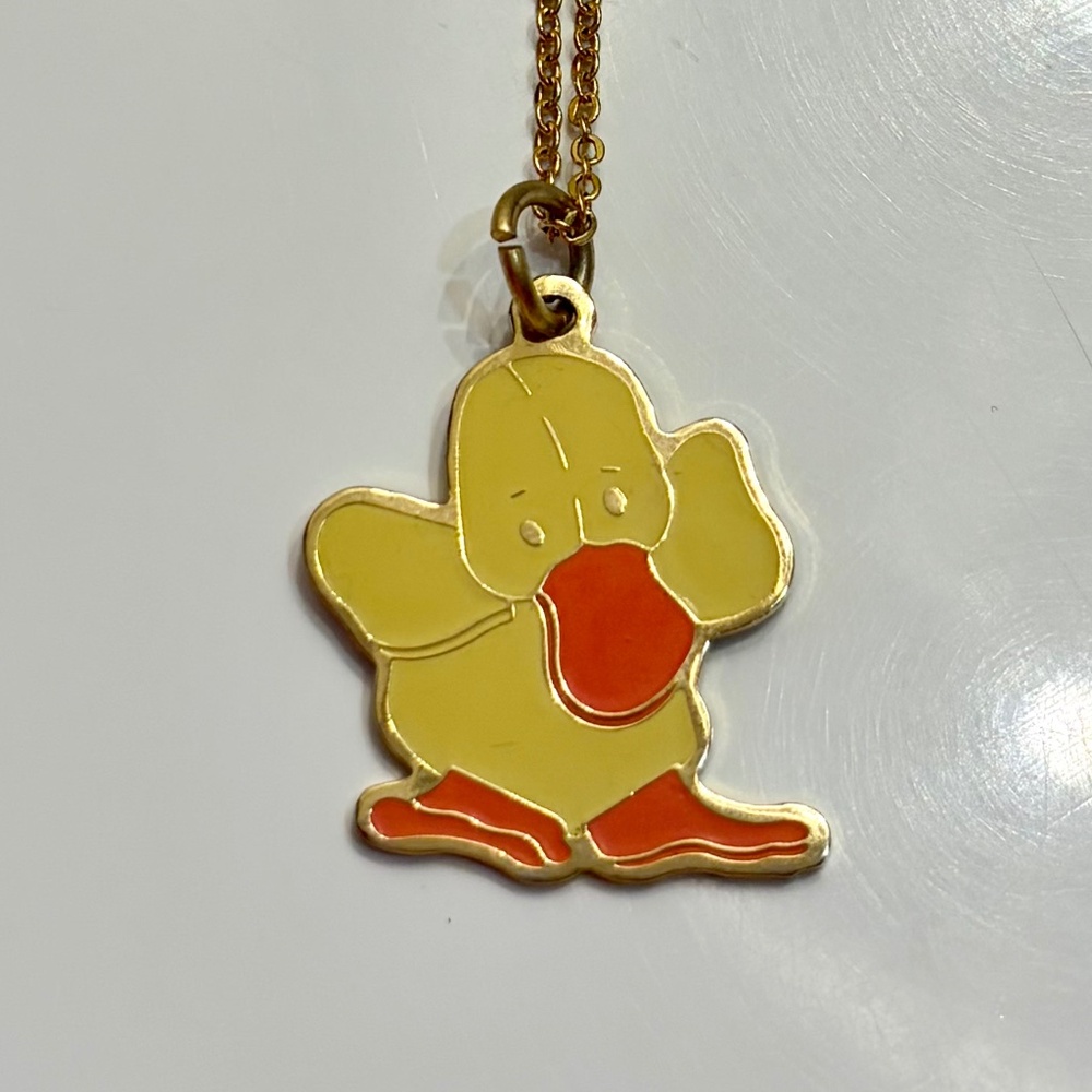 Ty Beanie Baby Vintage quackers the duck necklace pendant charm